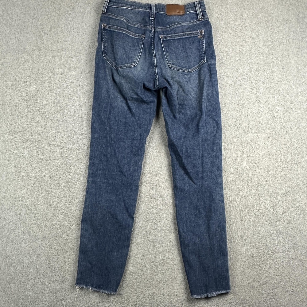 Madewell Jeans Womens 25 Blue Mid Rise Skinny Button Fly Raw Hem Stretch Denim - Picture 9 of 11